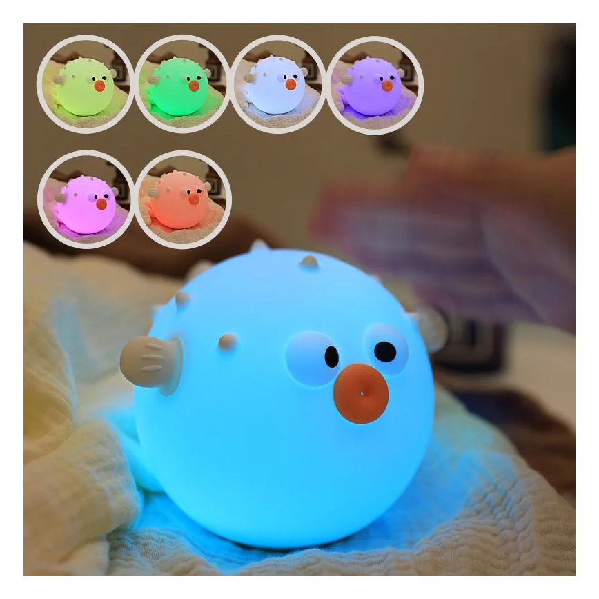 LED RGBW Stmívatelná dětská dotyková lampa HELA LED/1W/5V USB 1200 mAh rybička růžová
