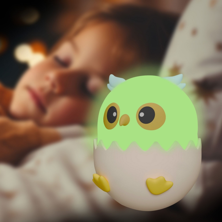 LED RGBW Stmívatelná dětská dotyková lampa OWL LED/1W/5V USB 1200 mAh sova modrá