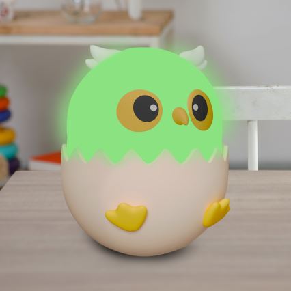LED RGBW Stmívatelná dětská dotyková lampa OWL LED/1W/5V USB 1200 mAh sova modrá