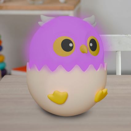 LED RGBW Stmívatelná dětská dotyková lampa OWL LED/1W/5V USB 1200 mAh sova modrá