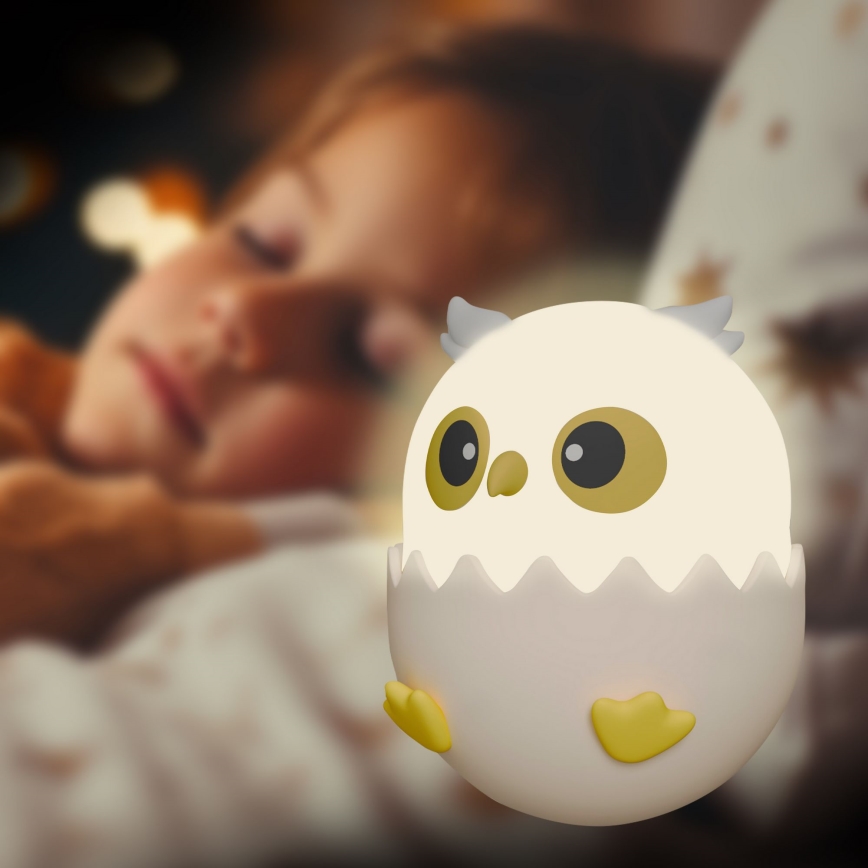 LED RGBW Stmívatelná dětská dotyková lampa OWL LED/1W/5V USB 1200 mAh sova růžová