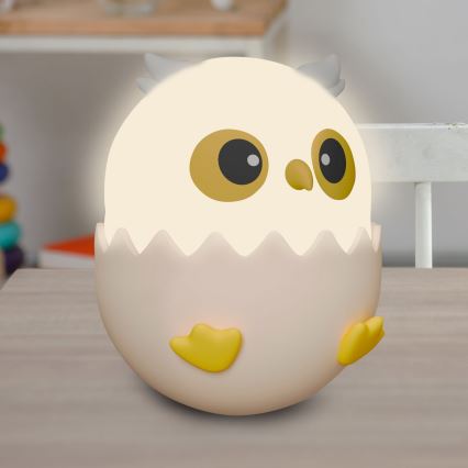 LED RGBW Stmívatelná dětská dotyková lampa OWL LED/1W/5V USB 1200 mAh sova růžová