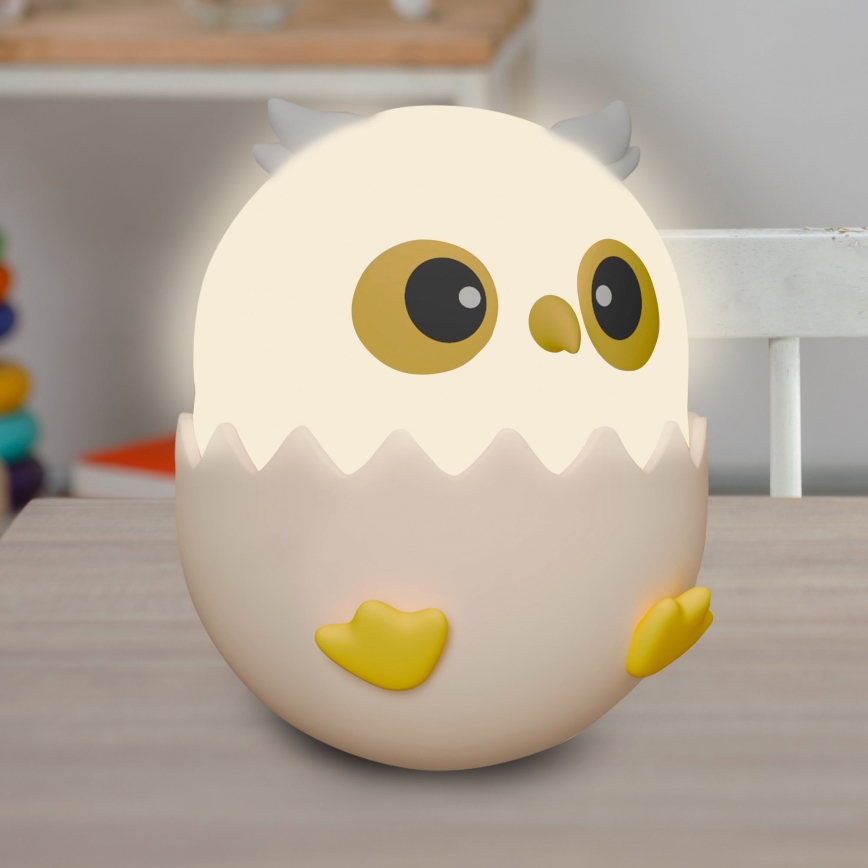 LED RGBW Stmívatelná dětská dotyková lampa OWL LED/1W/5V USB 1200 mAh sova růžová