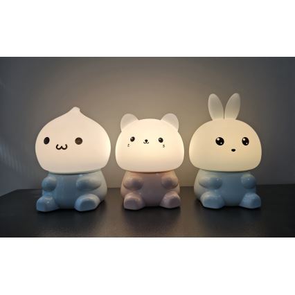 LED RGBW Stmívatelná dětská dotyková lampa LED/1W/5V USB 1200 mAh zajíc