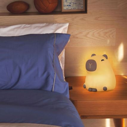 LED RGBW Stmívatelná dětská dotyková lampa LED/1W/5V USB 1200 mAh kapybara