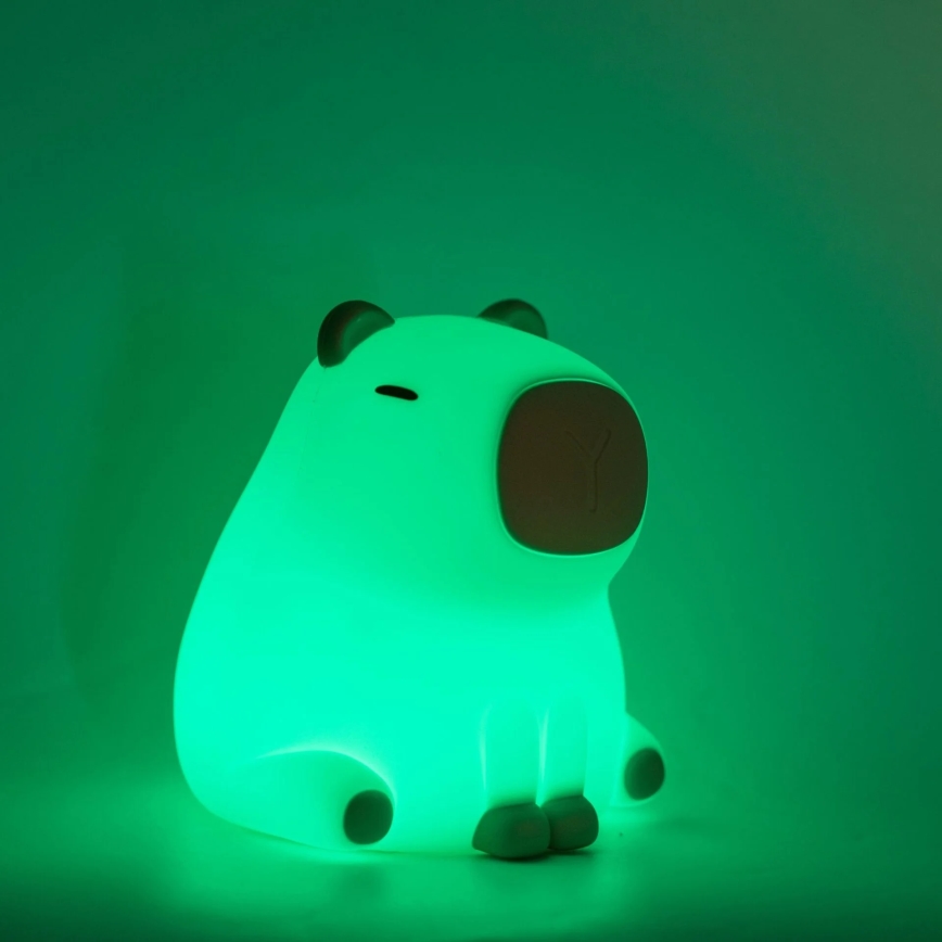 LED RGBW Stmívatelná dětská dotyková lampa LED/1W/5V USB 1200 mAh kapybara