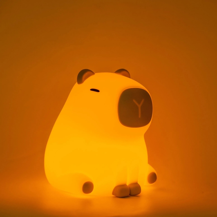 LED RGBW Stmívatelná dětská dotyková lampa LED/1W/5V USB 1200 mAh kapybara