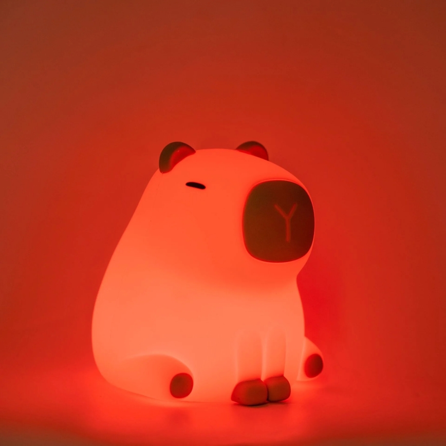 LED RGBW Stmívatelná dětská dotyková lampa LED/1W/5V USB 1200 mAh kapybara