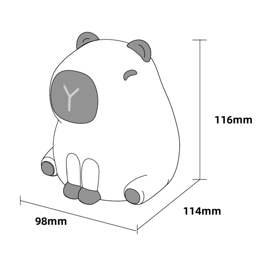 LED RGBW Stmívatelná dětská dotyková lampa LED/1W/5V USB 1200 mAh kapybara