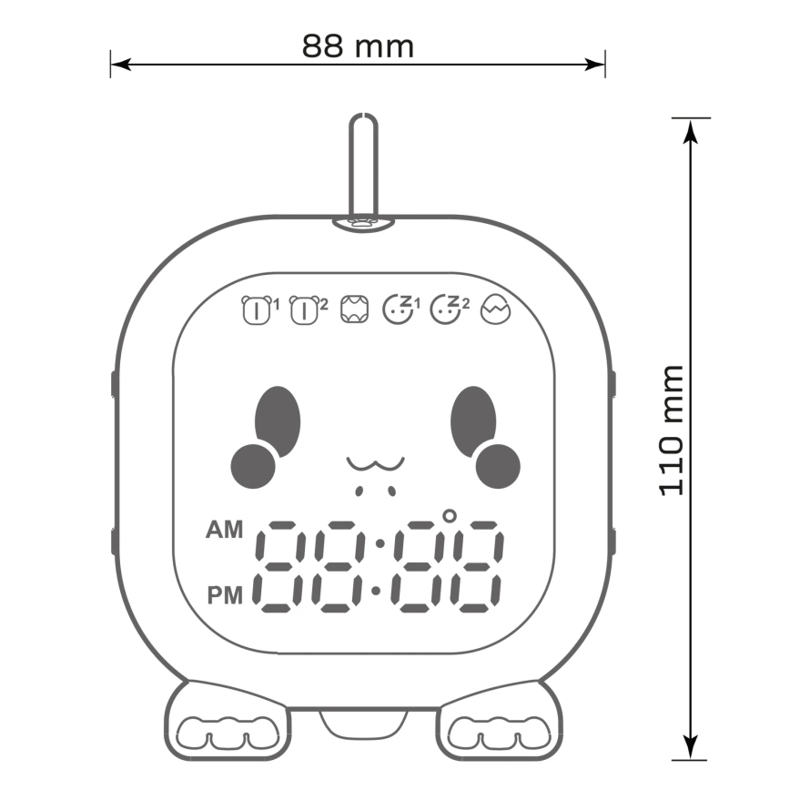 LED RGBW Stmívatelná dětská noční lampička s budíkem FILIP LED/1,5W/5V 1500 mAh