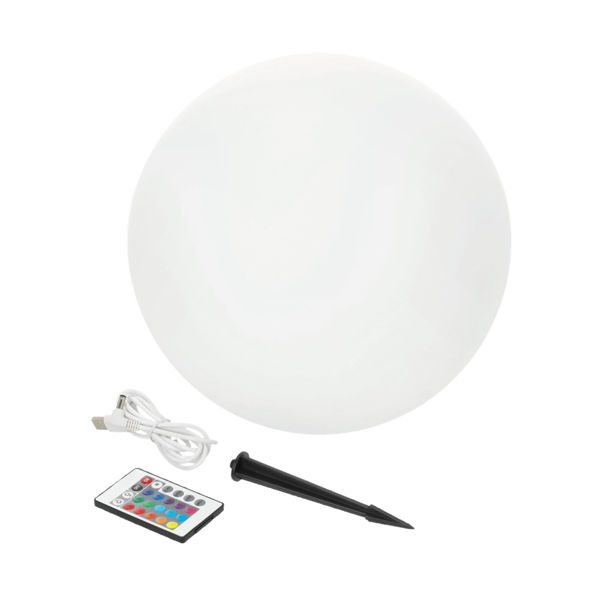 LED RGBW Stmívatelná solární lampa GARDEN BALL LED/5W/3,7V 3000K IP54 2200 mAh pr. 30 cm + dálkové ovládání