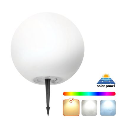 LED RGBW  Stmívatelná solární lampa GARDEN BALL LED/5W/3,7V 3000K IP54 2200 mAh pr. 40 cm + dálkové ovládání