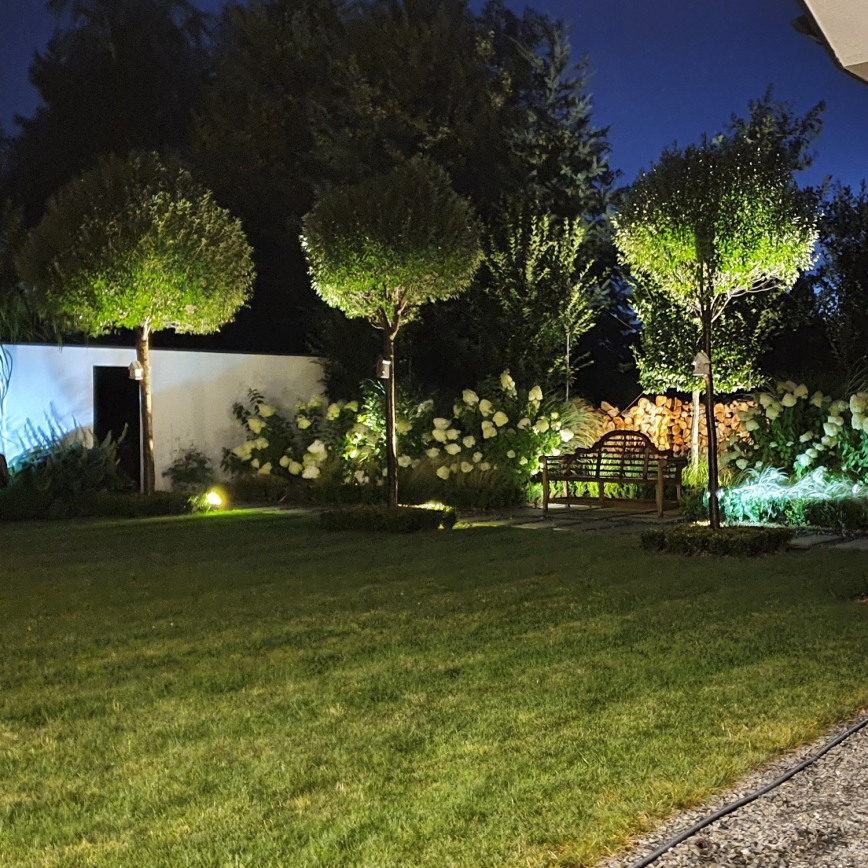 LED RGBW Stmívatelná venkovní lampa BLAKE 1xGU10/4,8W/230V IP65 + dálkové ovládání