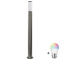 LED RGBW Stmívatelná venkovní lampa LIVIA 1xE27/6,5W/230V 2700-6500K Wi-Fi 100 cm IP44 stříbrná