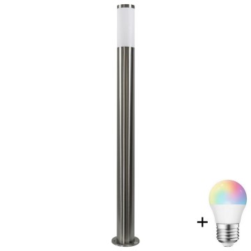 LED RGBW Stmívatelná venkovní lampa LIVIA 1xE27/6,5W/230V 2700-6500K Wi-Fi 100 cm IP44 stříbrná
