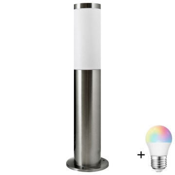 LED RGBW Stmívatelná venkovní lampa LIVIA 1xE27/6,5W/230V 2700-6500K Wi-Fi 45 cm IP44 stříbrná