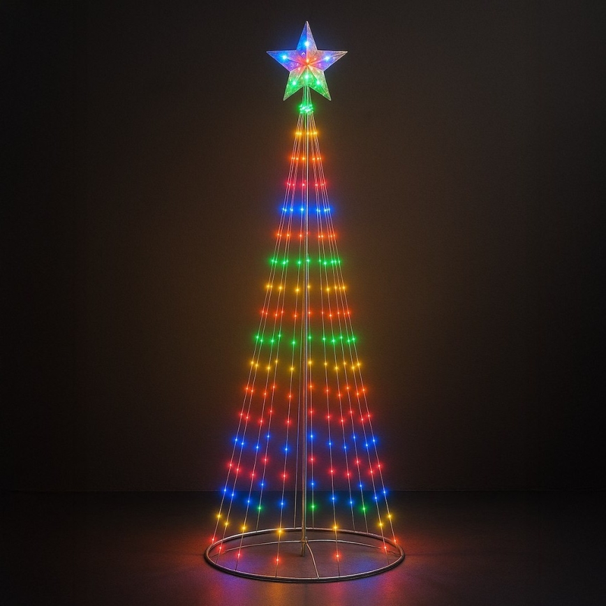 LED RGBW Stmívatelná venkovní vánoční dekorace LED/4W/230V 180 cm IP44 stromek + dálkové ovládání