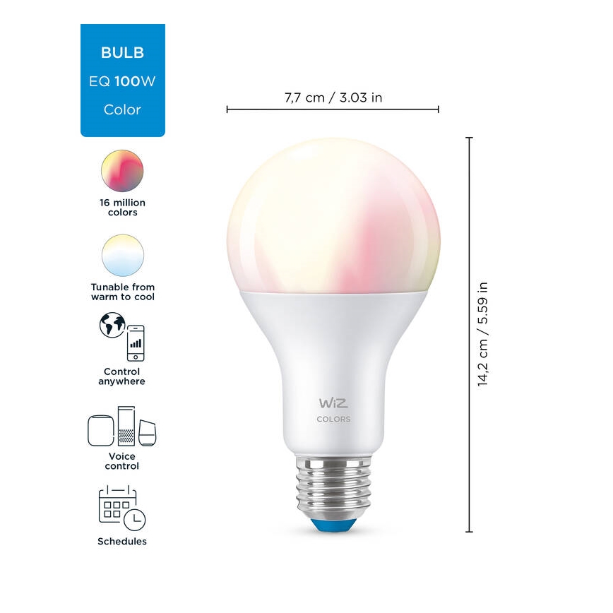 LED RGBW Stmívatelná žárovka A67 E27/13W/230V 2200-6500K CRI 90 Wi-Fi -WiZ