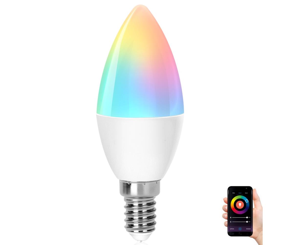Aigostar B.V. LED RGBW Stmívatelná žárovka C37 E14/6,5W/230V 2700-6500K Wi-Fi - Aigostar AI0864