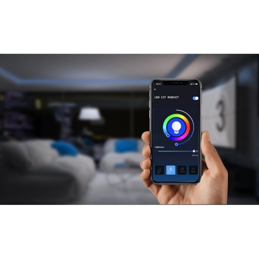 LED RGBW Stmívatelná žárovka C37 E14/7W/230V 3000-6500K Wi-Fi - Aigostar