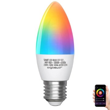 LED RGBW Stmívatelná žárovka C37 E27/5W/230V 3000-6500K Wi-Fi - Aigostar