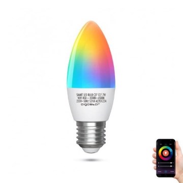LED RGBW Stmívatelná žárovka C37 E27/7W/230V 3000-6500K Wi-Fi - Aigostar
