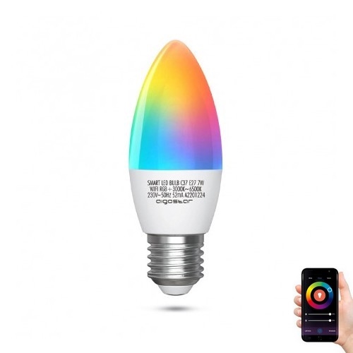 LED RGBW Stmívatelná žárovka C37 E27/7W/230V 3000-6500K Wi-Fi - Aigostar