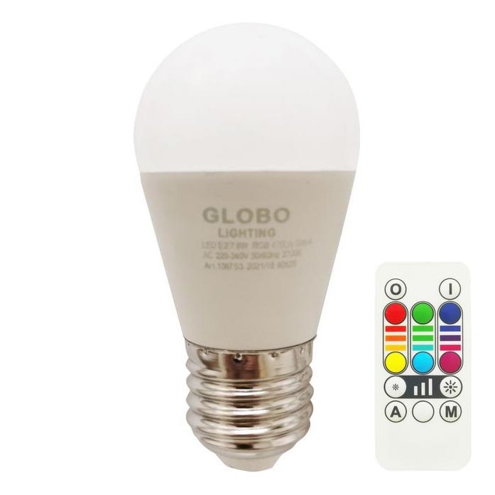LED RGBW Stmívatelná žárovka E27/6W/230V 3000K + dálkové ovládání - Globo