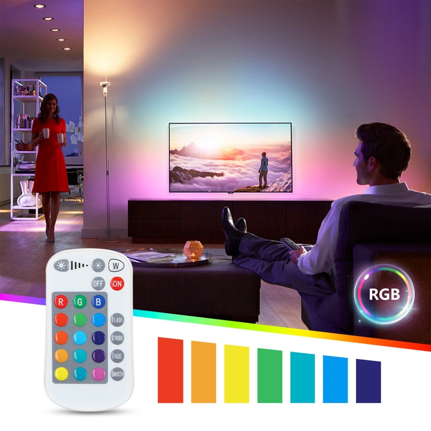 LED RGBW Stmívatelná žárovka E27/8W/230V 3000K + dálkové ovládání - Aigostar