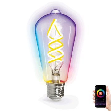 LED RGBW Stmívatelná žárovka FILAMENT ST64 E27/4,9W/230V 2700-6500K Wi-Fi - Aigostar