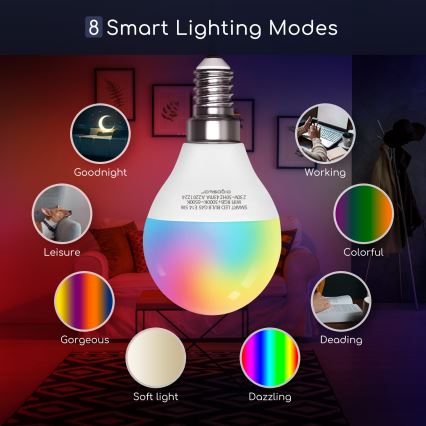 LED RGBW Stmívatelná žárovka G45 E14/5W/230V 3000-6500K Wi-Fi - Aigostar