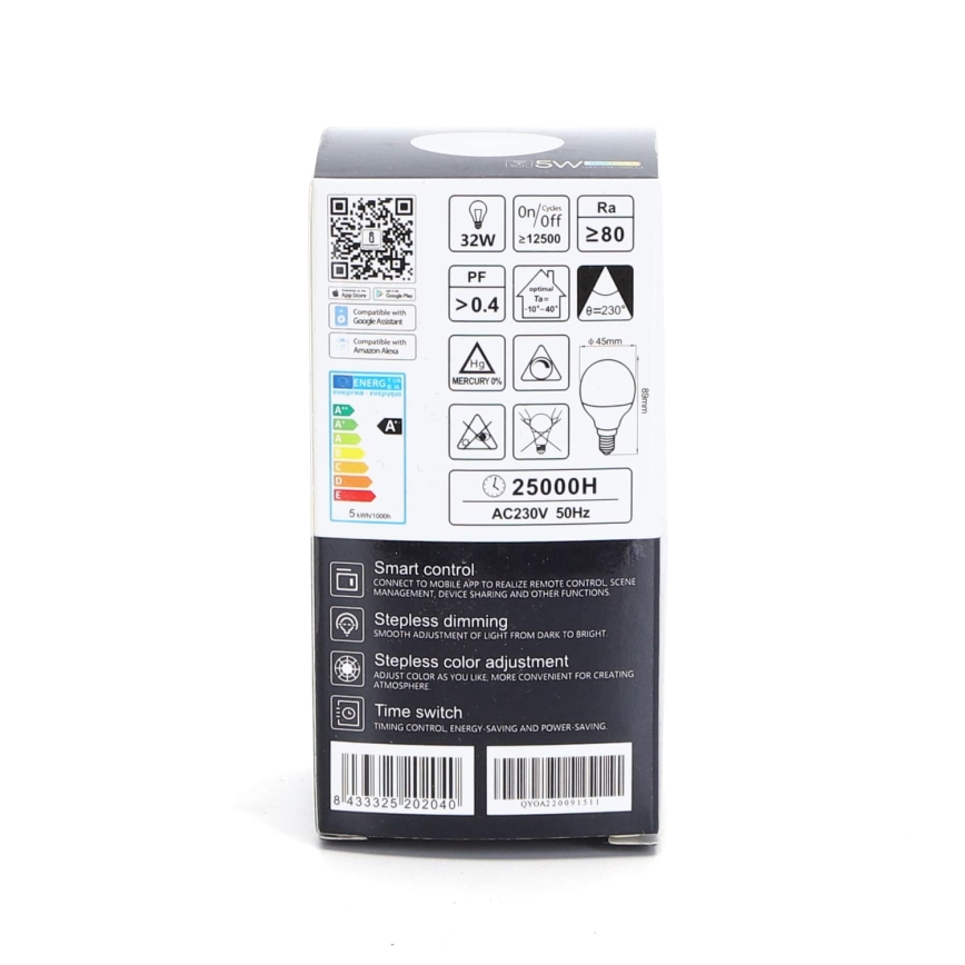 LED RGBW Stmívatelná žárovka G45 E14/5W/230V 3000-6500K Wi-Fi - Aigostar