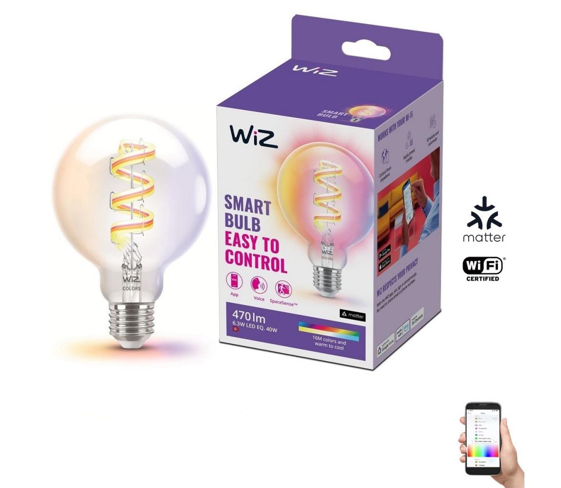 WiZ LED RGBW Stmívatelná žárovka G95 E27/6,3W/230V 2200-6500K Wi-Fi - WiZ 