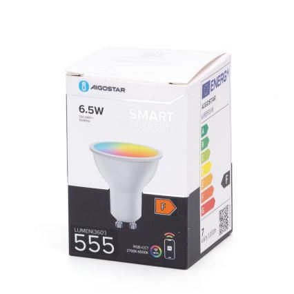 LED RGBW Stmívatelná žárovka GU10/6,5W/230V 2700-6500K Wi-Fi - Aigostar