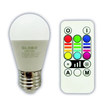 LED RGBW Stmívatelná žárovka E27/6W/230V 3000K + dálkové ovládání - Globo