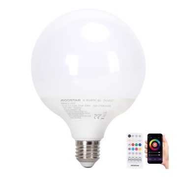 LED RGBW Stmívatelná žárovka MESH G120 E27/4,9W/230V 2700-6500K + dálkové ovládání - Aigostar