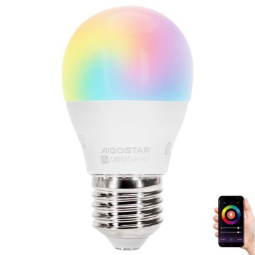 LED RGBW Stmívatelná žárovka MESH Smart G45 E27/4,9W/230V 2700-6500K - Aigostar