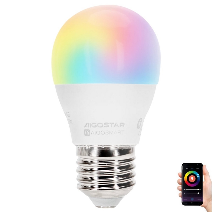 LED RGBW Stmívatelná žárovka MESH Smart G45 E27/4,9W/230V 2700-6500K - Aigostar