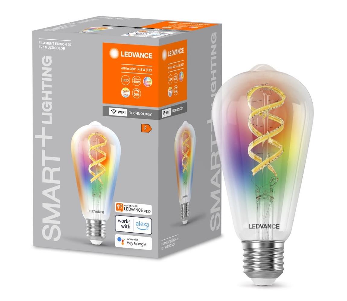 Ledvance LED RGBW Stmívatelná žárovka SMART+ E27/4,8W/230V 2700-6500K Wi-Fi - Ledvance P225563