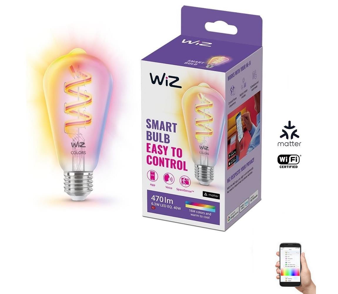 WiZ LED RGBW Stmívatelná žárovka ST64 E27/6,3W/230V 2200-6500K Wi-Fi - WiZ 