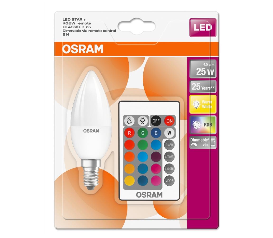 Osram LED RGBW Stmívatelná žárovka STAR E14/4,5W/230V 2700K + DO – Osram P225239