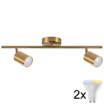 LED RGBW Stmívatelné bodové svítidlo GOLDI 2xGU10/4,8W/230V 3000K zlatá + dálkové ovládání