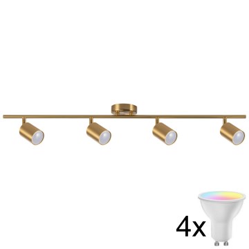 LED RGBW Stmívatelné bodové svítidlo GOLDI 4xGU10/4,8W/230V 3000K zlatá + dálkové ovládání