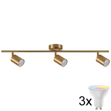 LED RGBW Stmívatelné bodové svítidlo GOLDIE 3xGU10/4,8W/230V 3000K zlatá + dálkové ovládání