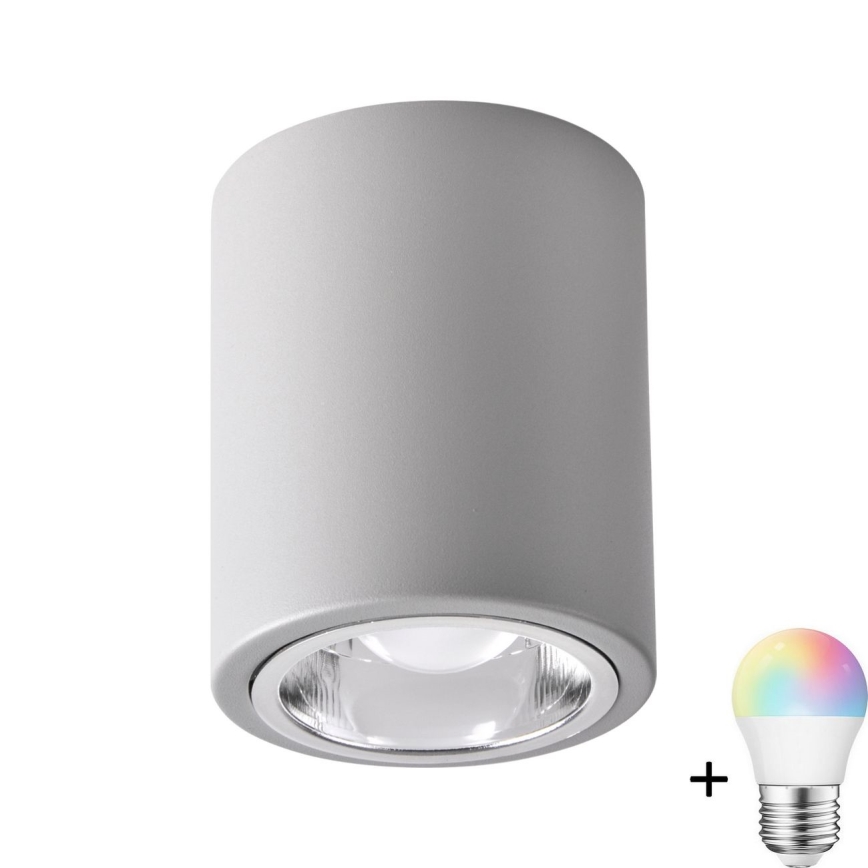 LED RGBW Stmívatelné bodové svítidlo JUPITER 1xE27/6,5W/230V 2700-6500K Wi-Fi pr. 9,8 cm šedá