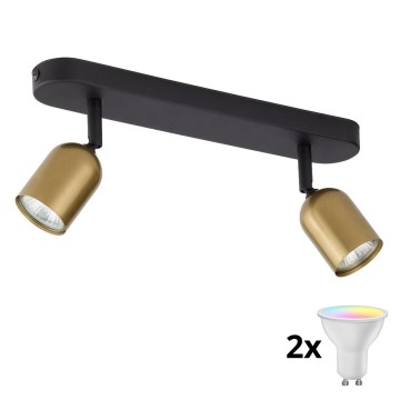 LED RGBW Stmívatelné bodové svítidlo TOP 2xGU10/6,5W/230V 2700-6500K zlatá/černá