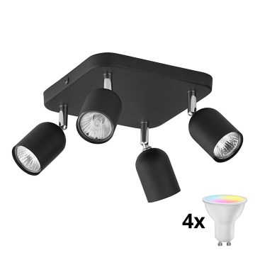 LED RGBW Stmívatelné bodové svítidlo TOP 4xGU10/6,5W/230V 2700-6500K černá