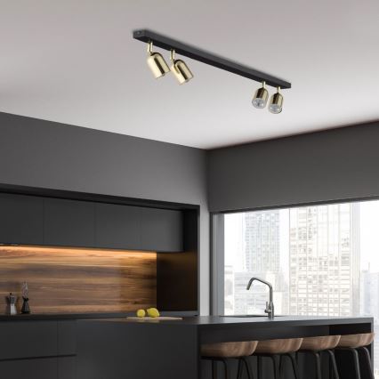 LED RGBW Stmívatelné bodové svítidlo TOP 4xGU10/6,5W/230V 2700-6500K černá/zlatá
