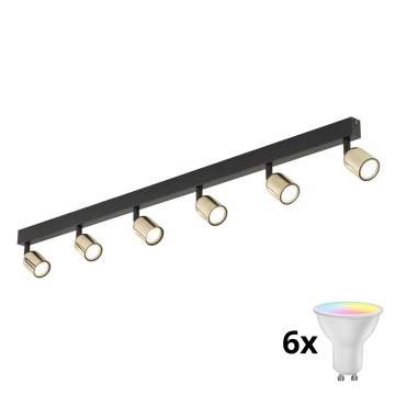 LED RGBW Stmívatelné bodové svítidlo TOP 6xGU10/6,5W/230V 2700-6500K černá/zlatá
