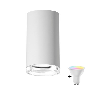 LED RGBW Stmívatelné koupelnové bodové svítidlo TURYN 1xGU10/4,8W/230V 3000K IP44 bílá + dálkové ovládání